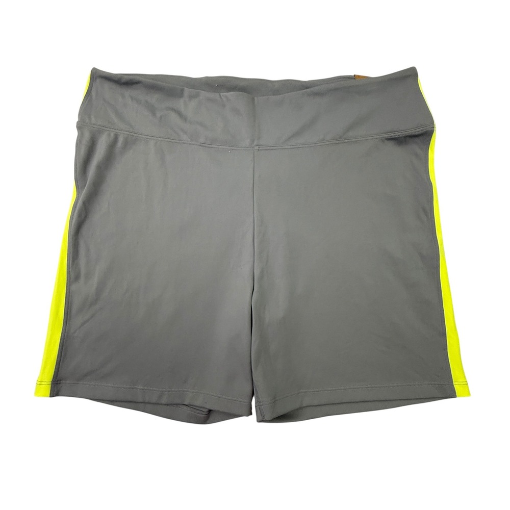 PINK Victoria's Secret Bike Shorts Women XXL Gray Neon Stripe High Waist New